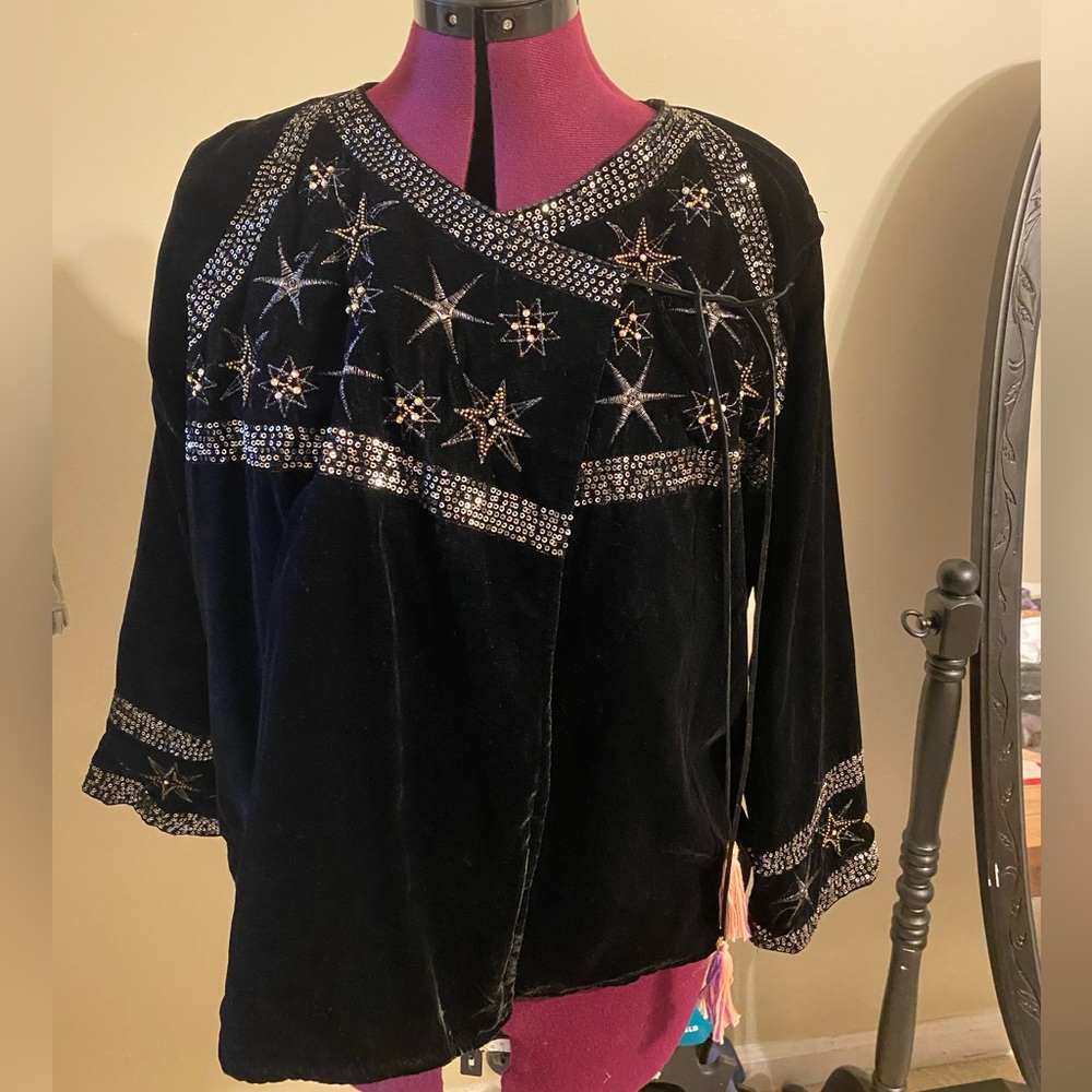 Zara bohemian velvet embroidered jacket size never worn